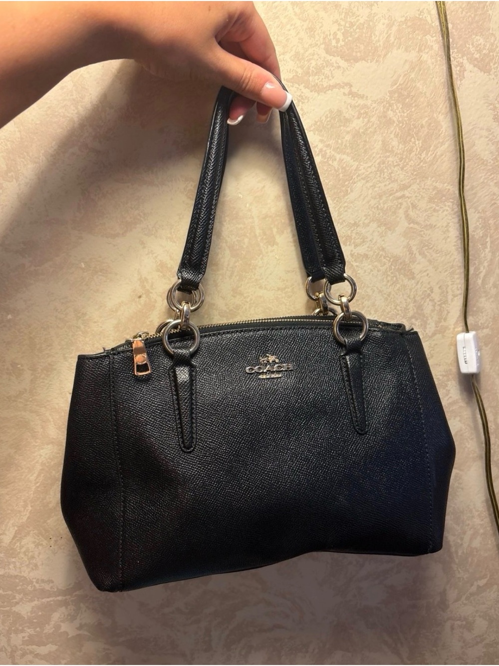 Coach Black Leather Double-Handle Tote